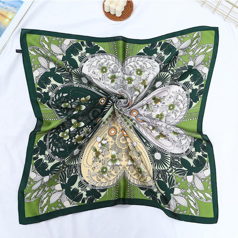 Simulated Silk Silk Scarf Square Scarf Women's Korean Edition Fashion Letter Printed Small Square Scarf Workplace Decoration Scarf