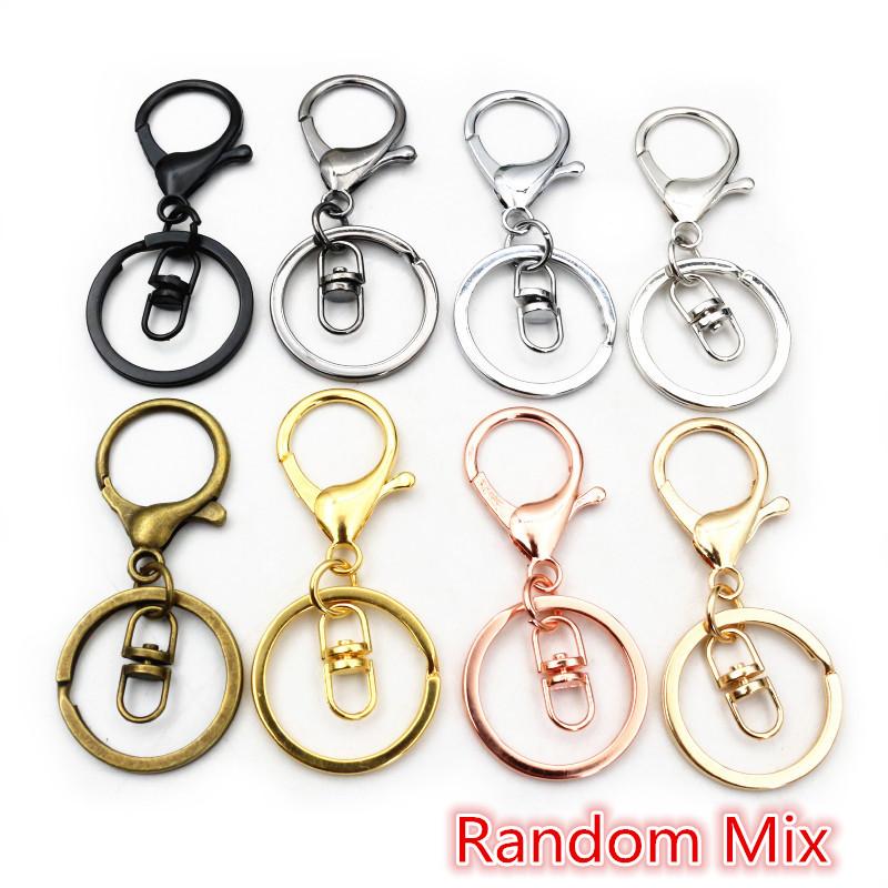 5pcs Multi-colors DIY Keychain Accessories Lobaster Clasp Hooks with 30mm Kring Ring Connector for DIY Pendant Jewelry Making