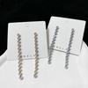 Exaggerated Diamond Tassel Earrings: Geometric Long Design with Silver Needle for Women