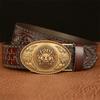 Fashion Belt Genuine Leather Belt for Men Carving Pattern Automatic Buckle Belt Strap for Jeans