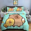 Schattig Cartoon Capybara Print Beddengoed Set Dekbedovertrek 1 Dekbedovertrek 2 Kussenslopen Beddengoed Set voor Volwassenen en Jongens Kerstcadeaus