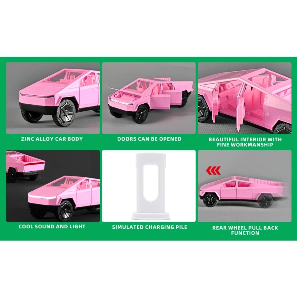 1/32 Tesla Cybertruck Toys Diecast Model Car Alloy Metal Pickup Truck Colorful Indoor Desktop Display Collection Game for Children Boy