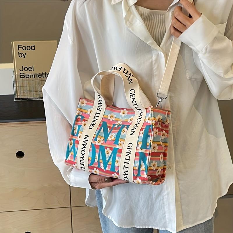 Women's Casual Floral Print Crossbady Bag with Detachable Strap & Snap Closure Durable Everyday Tote for Shopping, Work,Versatile Handbag