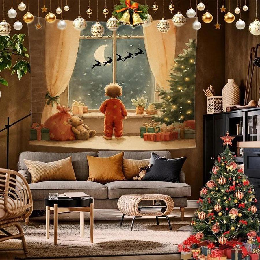 Christmas Pine Tapestry Background Cloth Hanging Cloth Bedroom Bedside Decorative Wall Cloth Rental Dormitory Tapestry