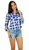 Bimba Woman Check Print Casual Shirt Collar Neck Long Sleeve Casual Chic Button Down