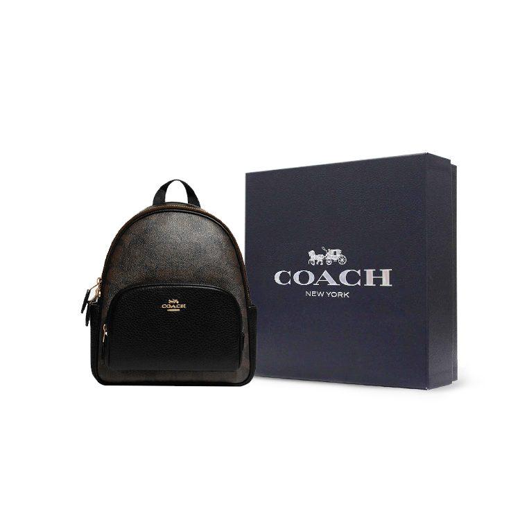 COACH Court Canvas With Leather Backpack Women's Dark Gray & Black C8604-IMAA8
