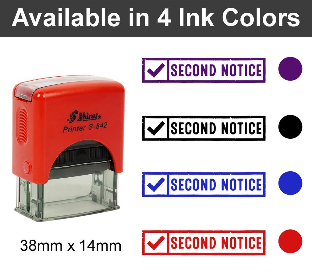 Printtoo Second Notice Self Inking Rubber Stamp Pre,Inked Office Stamp, Home Office Business Stationery, 38 x 14 mm,
