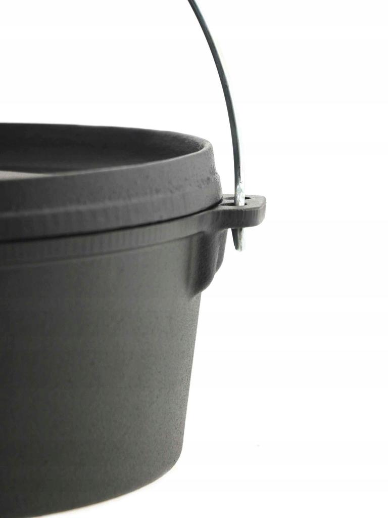 3L CAST IRON HUNTING POT with LID, SOLID, FOR CAMPFIRE, GRILL