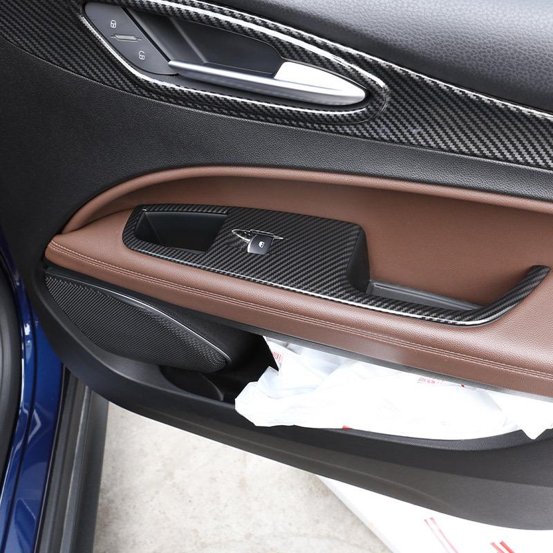 For Alfa Romeo Stelvio 2017- ABS Carbon Fiber Window Lift Button Frame Cover Sticker Car Accessories For Left Hand Drive