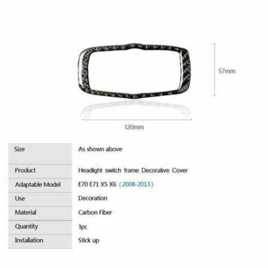 Bright Carbon Fiber Headlamp Switch Button Control Decor For BMW X5 E70 X6 E71