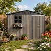 Brown Galvanized Steel Outdoor Tool Shed, Dimensions 295 × 243.6 cm (7.19 m²), with Openable Windows, Lockable Door and Flower Rack, Waterproof