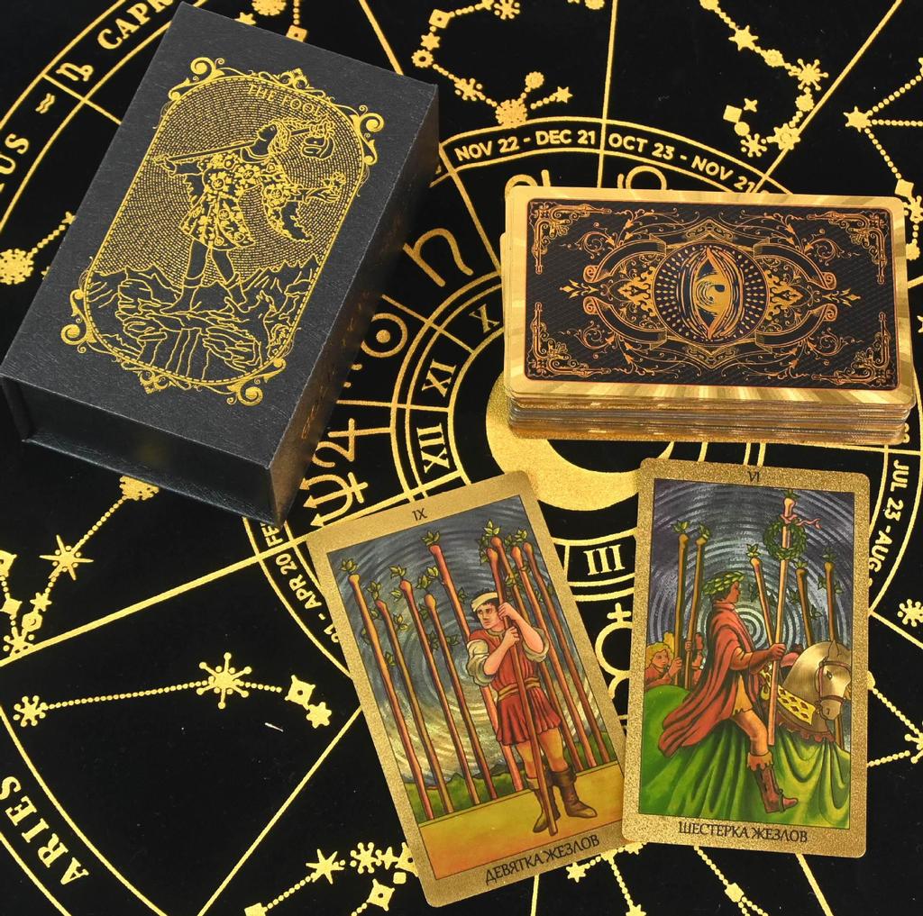 Waterproof Black PVC Tarot Cards - Colorful 78 Card Deck for Board Games