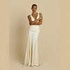 Suspender British European and American style backless long dress skirt women's deep V slim mopping wedding main yarn banquet temperament