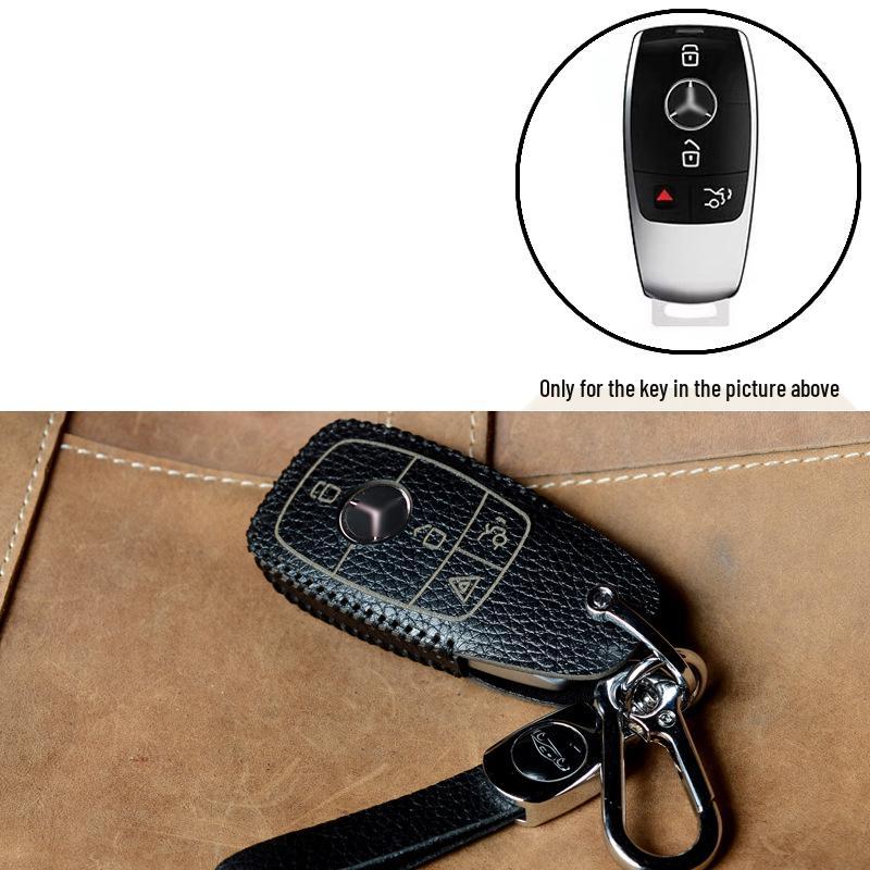 TPU Full-Wrap Cowhide Key Case for Mercedes E-Class & C-Class (E300L, C260L, C200L, GLC) - Unisex Design