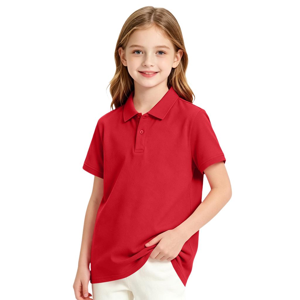 Girls' Short Sleeve School Uniform T-Shirt Casual Dress Top for Everyday Wear