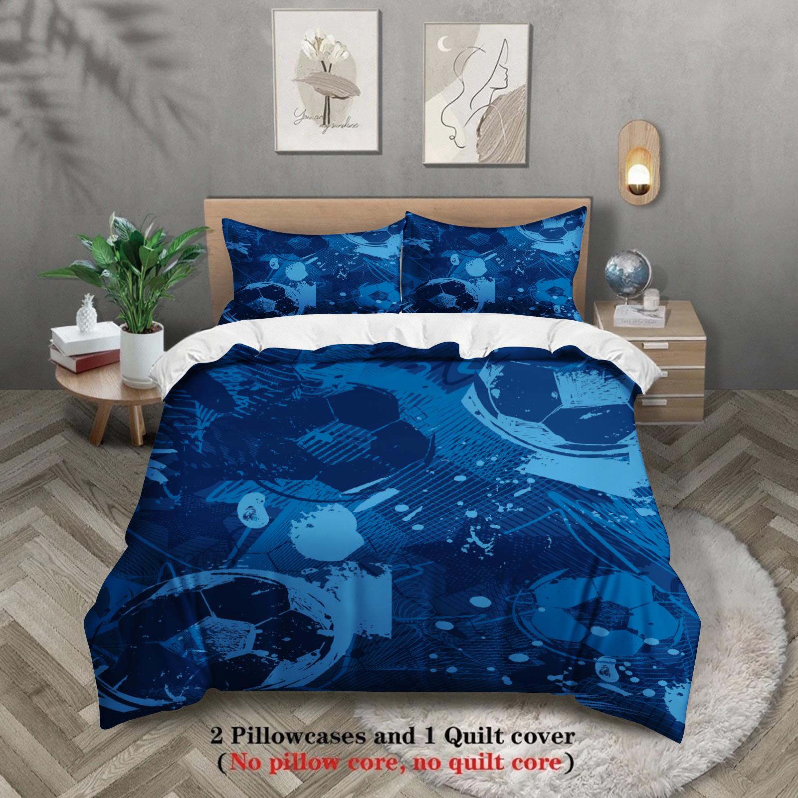 

3 шт. Комплект постельного белья Мультяшный Футбол 3D Принт Матовый Удобный Пододеяльник Королевский Размер Квин Полуторный Односпальный Размер Подарок на День Рождения Декор Комнаты EU Single 135x200cm