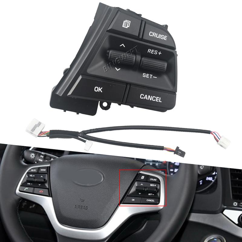 Right Button+Wire For Hyundai Elantra 1.6L 2.0L 2016 2017 2018 Steering Wheel Cruise Control Switch With Backlight