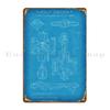 Top Secret Spaceship Blueprint Metal Sign Funny Retro Character Design Plaques Tin Sign Poster