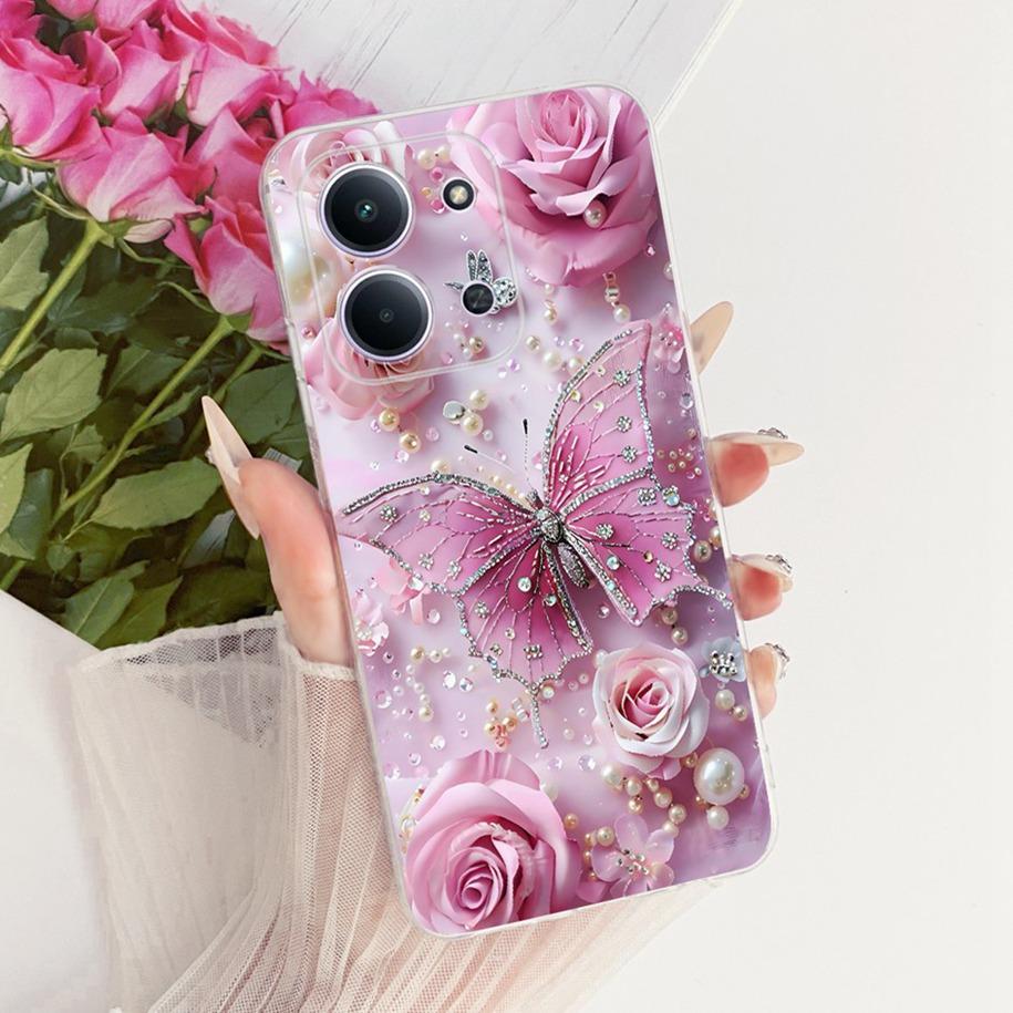 For Xiaomi Redmi 15C 5G 2025 Case Fashion Flower Bow Soft Silicone Clear Back Cover For Xiaomi Poco C85 5G Redmi15C 173MM Bumper