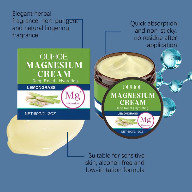 Ouhoe Lemongrass Soothing Magnesium Body Cream Gentle Moisturizing And Soothing Body Cream For Sleep And Massage