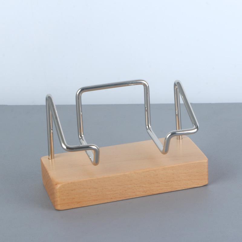 Beech Wood Business Card Holder Stand for Office or Hotel Front Desk