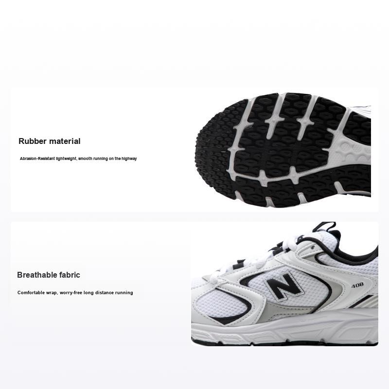 New Balance 408 Tessuto Confortevole Pelle Durevole Traspirante Leggero Scarpe da Corsa Basse Sneakers Unisex Bianco Nero ML408I