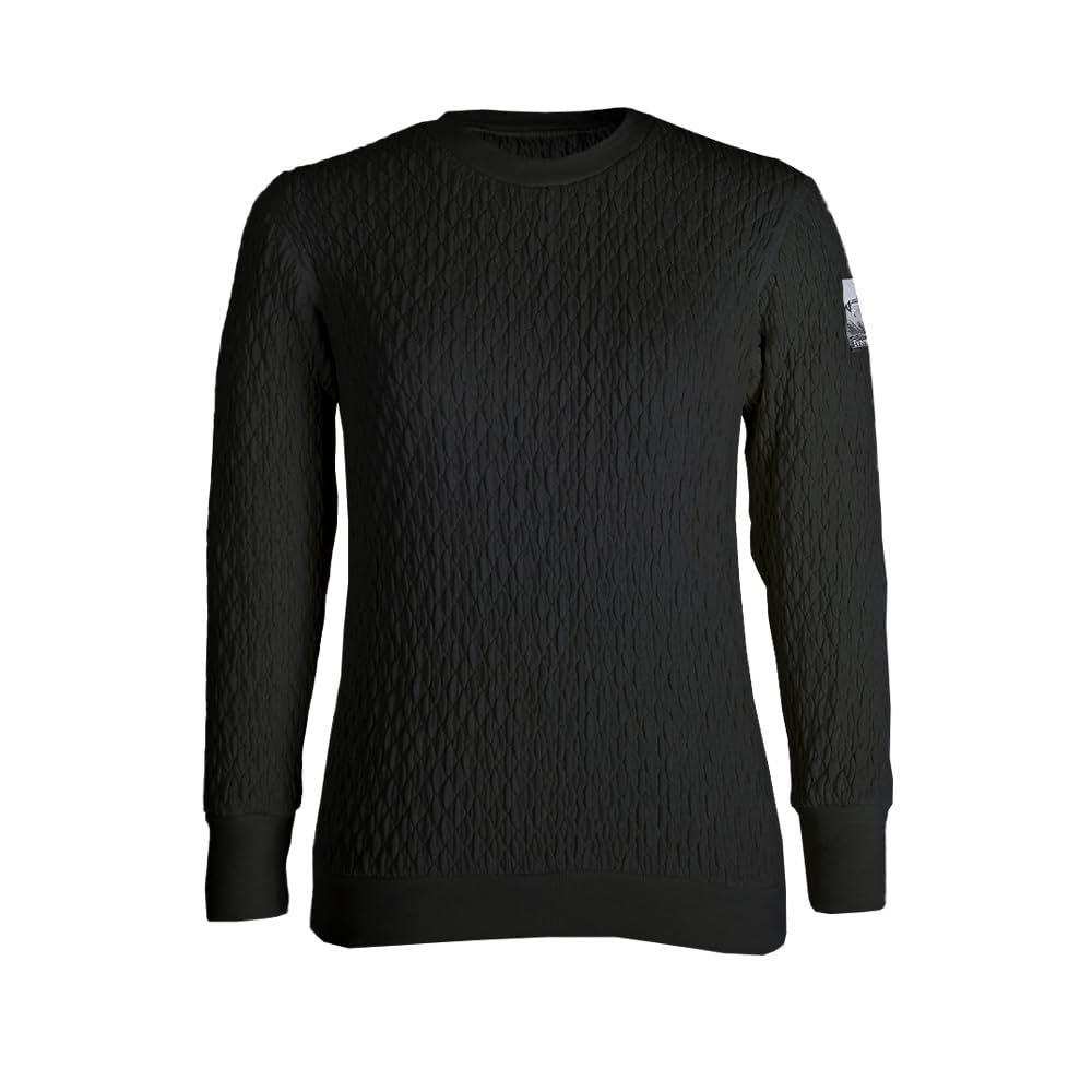 Hidamari Everest X Crew Neck Warm Size Dark Black Men's (X) Undershirt, Underwear, Sapium, Triple-Layer Construction, Small, [EVXS920-DBK]
