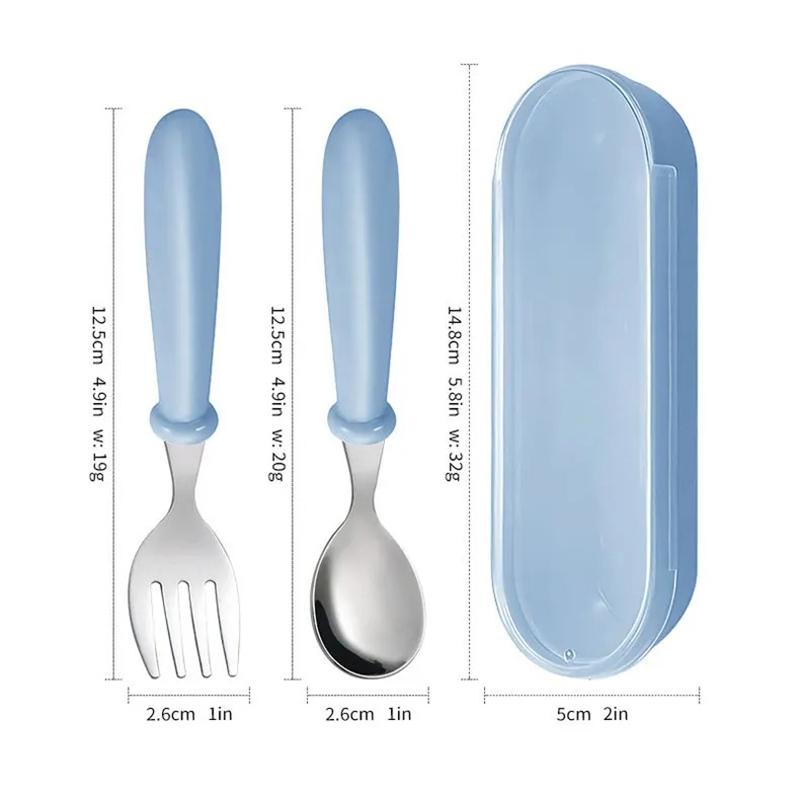 

3 шт. 304 нержавеющая сталь портативный набор столовых приборов уличный ложка и вилка студенческий портативный набор столовых приборов коробка для кормления ребенка ложка синий