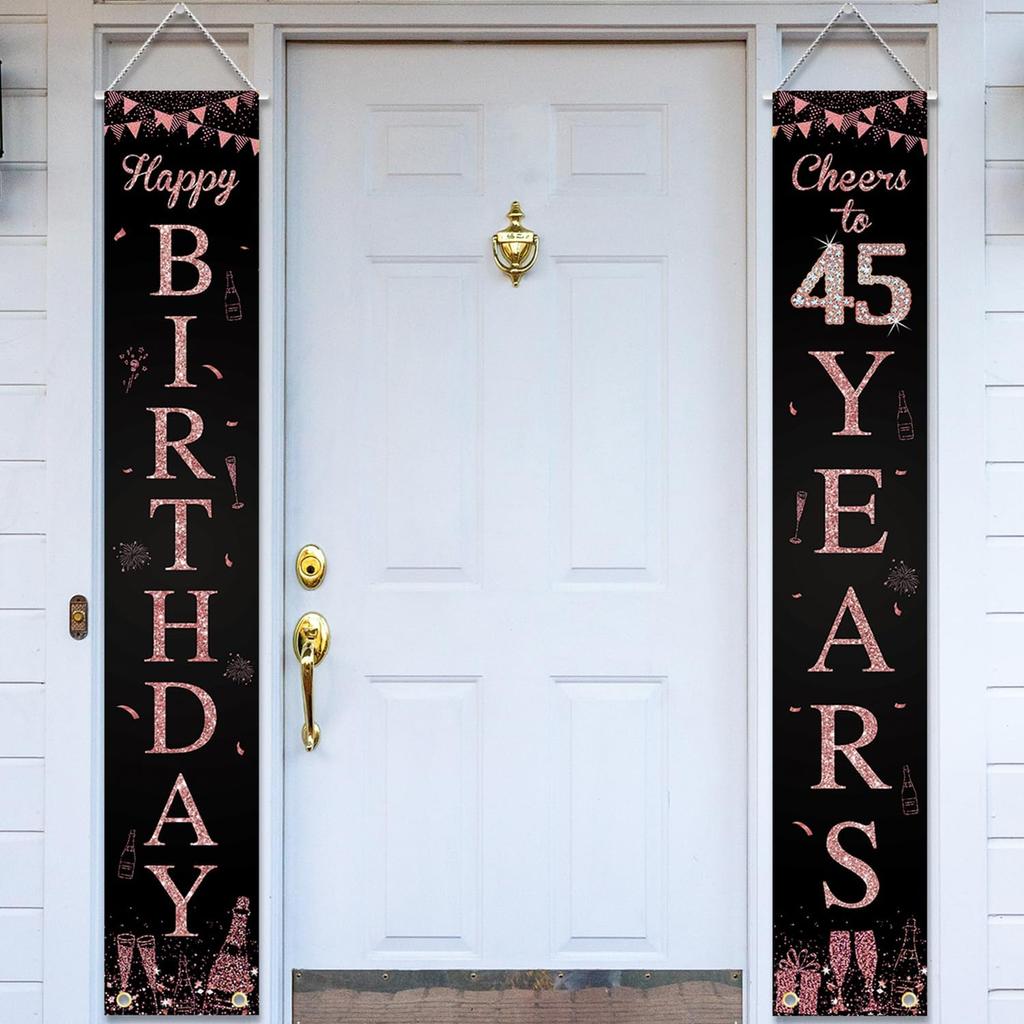 Happy 40th Birthday Door Banner Porch Sign Rose Gold, Cheers to 40 Years Birthday Party Decorations Supplies for Women