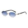 Popular Women Men Oval Sun Glasses UV400 Rimless Round Fashion Shades for Summer Travel