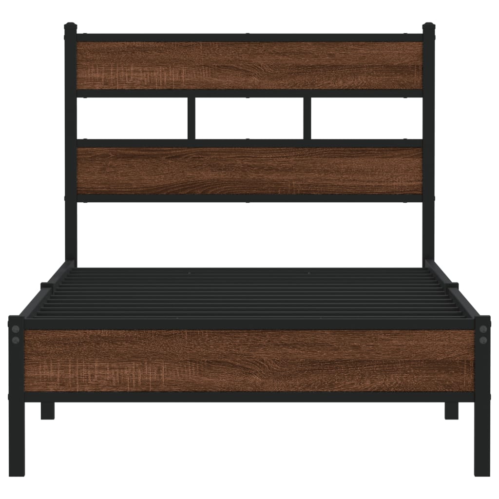 Bed Frame without Mattress Brown Oak Look 90x190 cm Engineered Wood