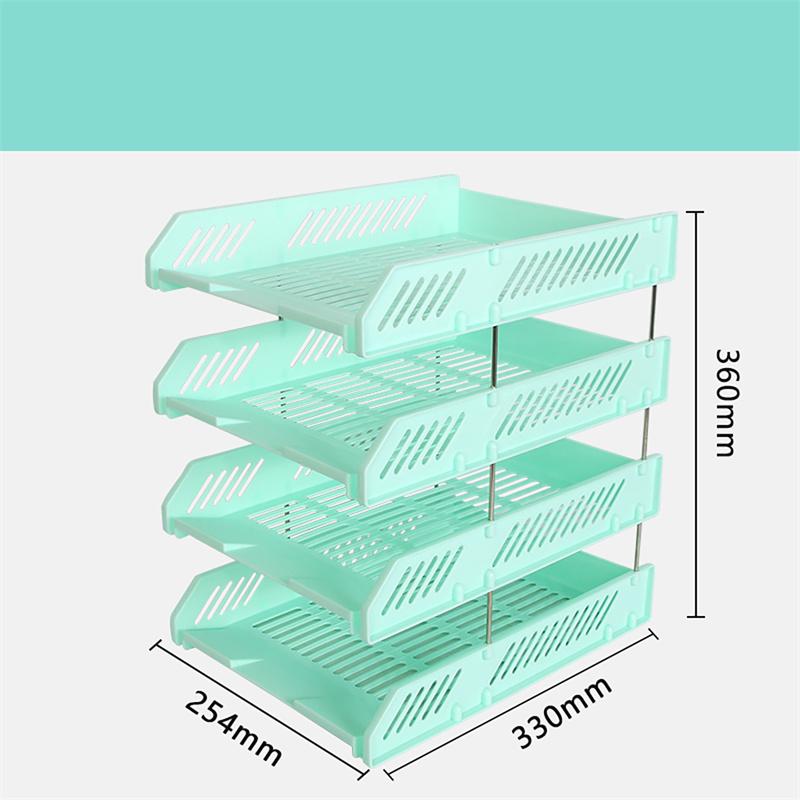 Four-layer File Rack Multi-layer Tray Storage Rack Holder Office Storage Plastic Storage Rack