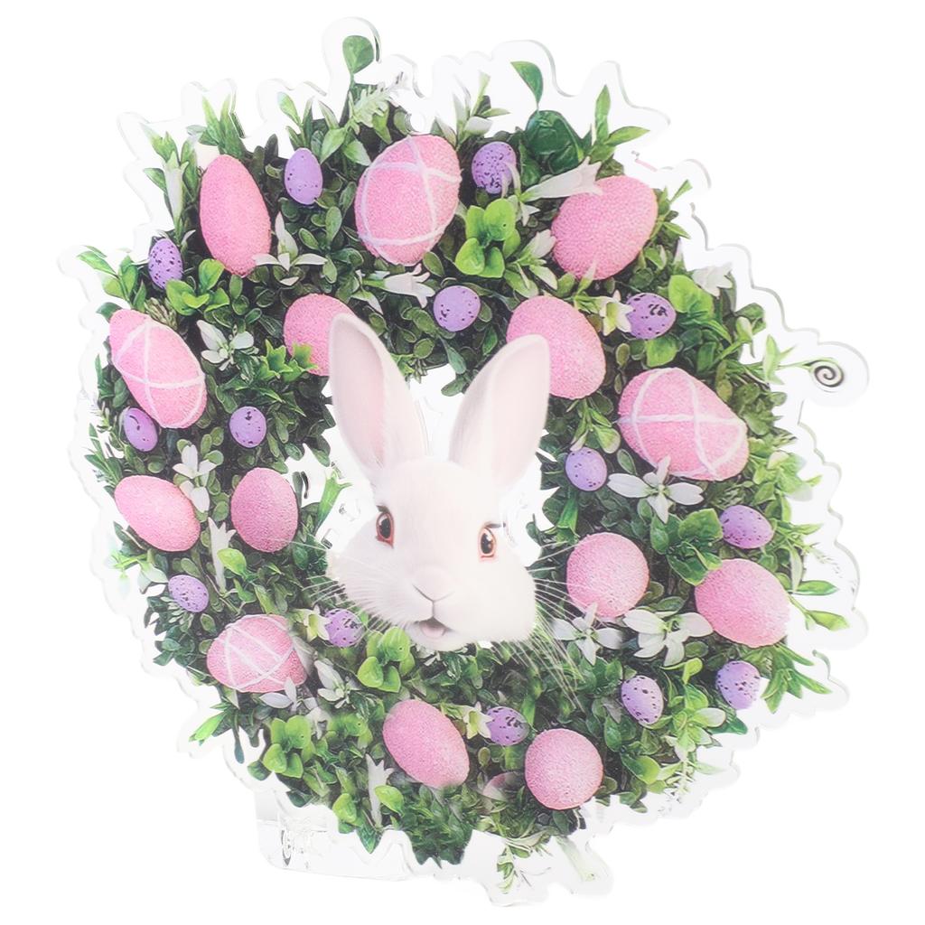 Easter Bunny Wreath Hanging Artificial Decorative Easter Wreath with Eggs for Spring Front Door