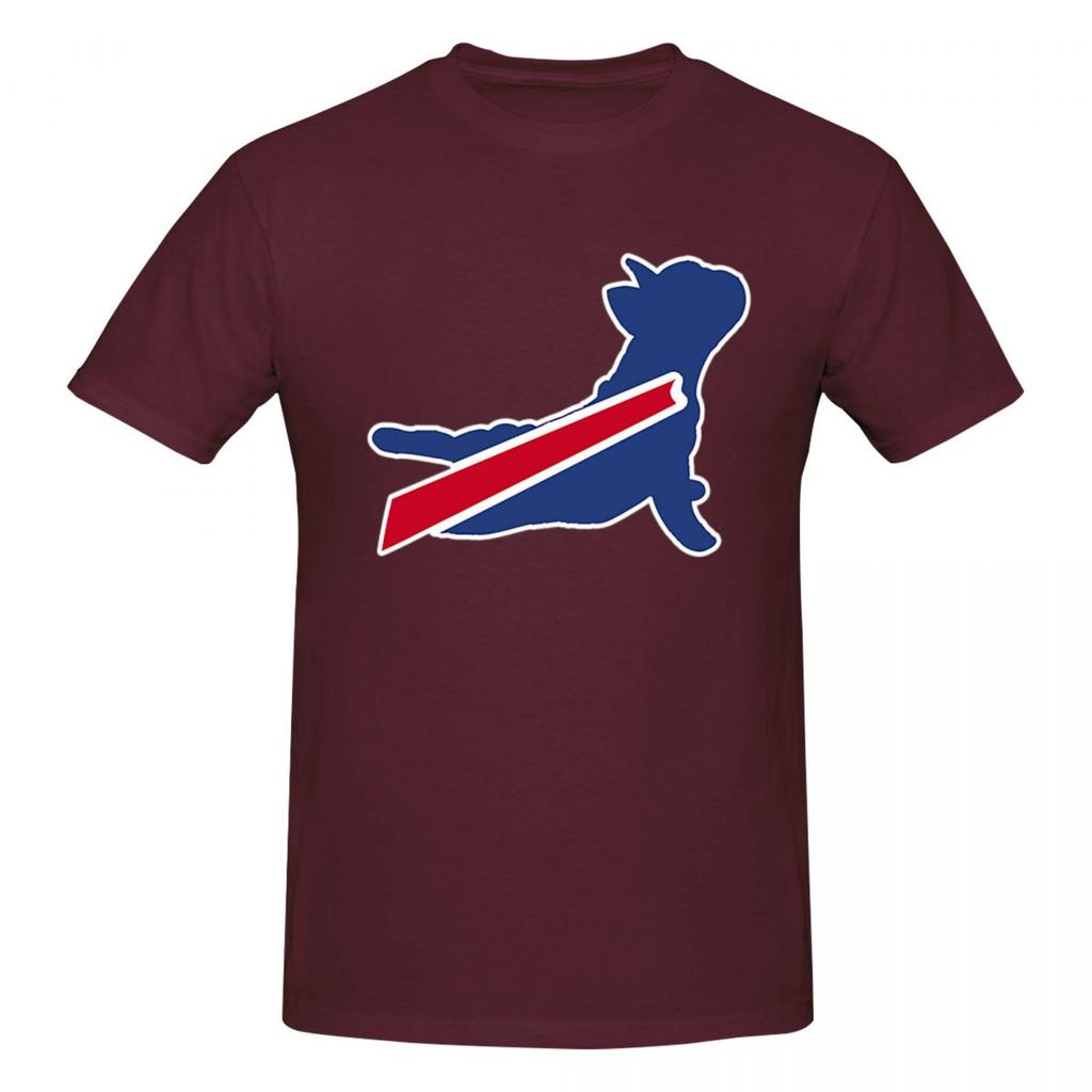 Buffalo Bills Buldog Francuski Męski T-Shirt Klasyczne Oversize T-Shirty Męskie Bawełniane Koszulki z Okrągłym Dekoltem Krótkie Letnie Męskie