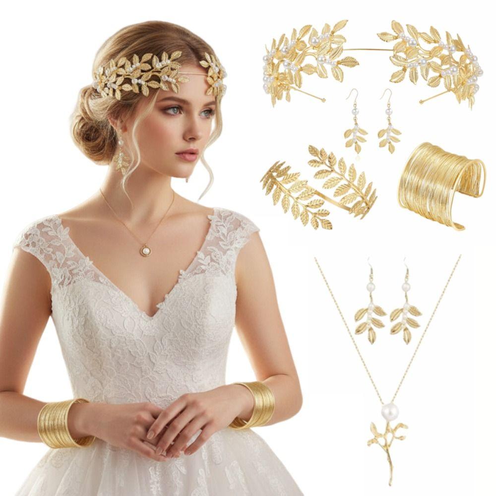 Gold Women's Wedding Jewelry Set Baroque Rhinestone Jewelry Set  Bride Wedding Accessories