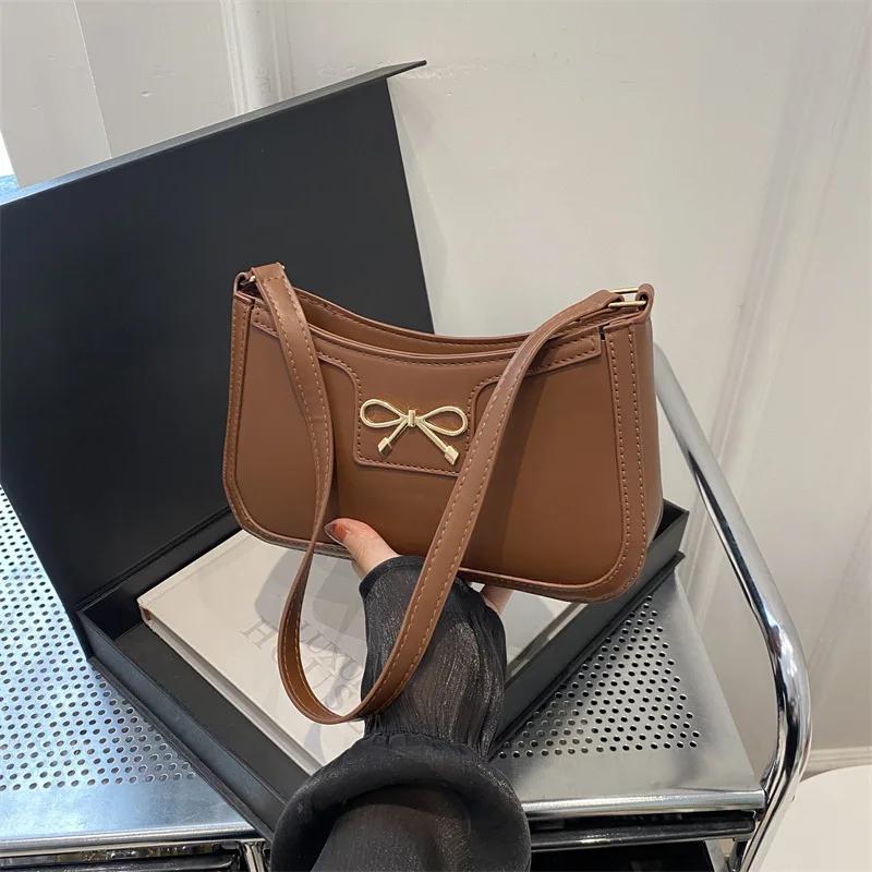 New Autumn Winter Women Shoulder Bag Korean Fashi Crossbody Bag for Commuting Under Arm Bag with Bow Decorati