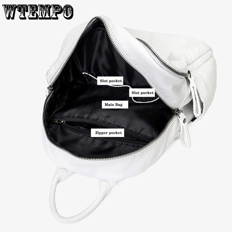 WTEMPO Designer Marke PU Leder Frauen Rucksack College Schule Rucksack Tasche Mode Reise Schulter Tasche Casual Buch Tasche