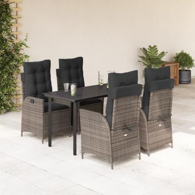 Vidaxl 5-Cz. Set di Mobili da Giardino con Cuscini, Grigio, Rattan PE