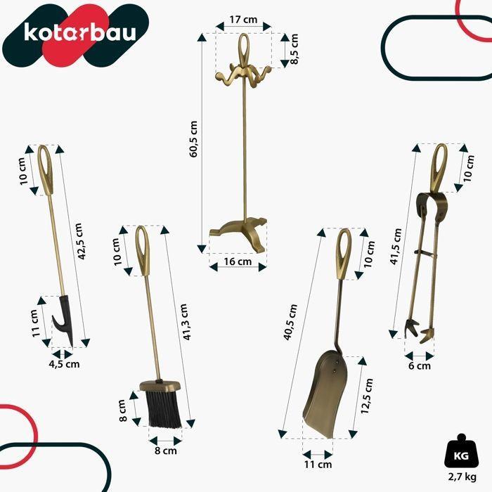 Fireplace Tool Set - KOTARBAU - 4 Pieces - Metal - Retro Style - Gold Color