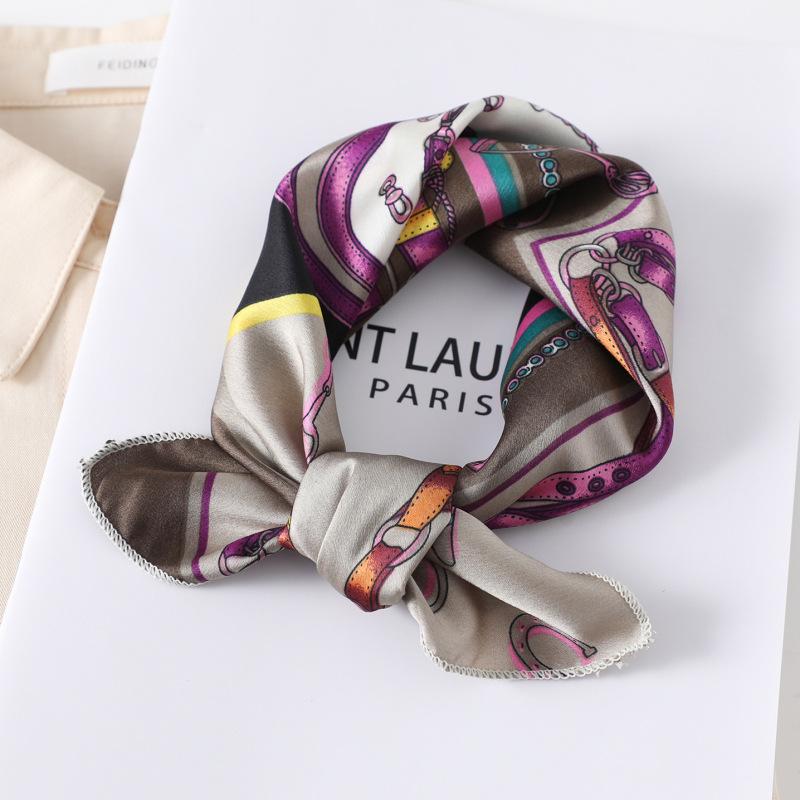 50X50CM Women Square Scarf Horse Printing Hair Neck Scarfs For Ladies Kerchief Twill Imitation Silk Foulard Scarves&Wraps