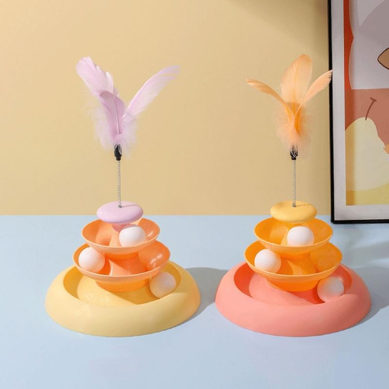 Cats Feather Toy Roll Track Cats Tower Toy Interaction Cats Toy Indoor Toy Boredom Cats Stress Toy
