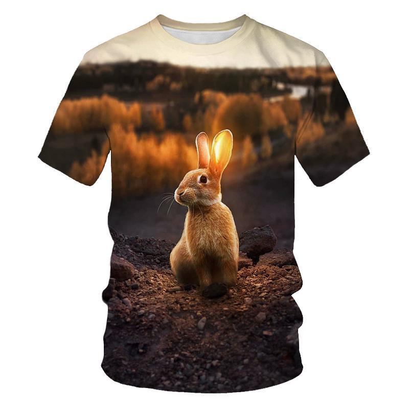 

Модные милые футболки с принтом кролика и зайца с 3D-принтом, летние футболки для мужчин и женщин с коротким рукавом, большие футболки Harajuku, топы, детская одежда 6XL