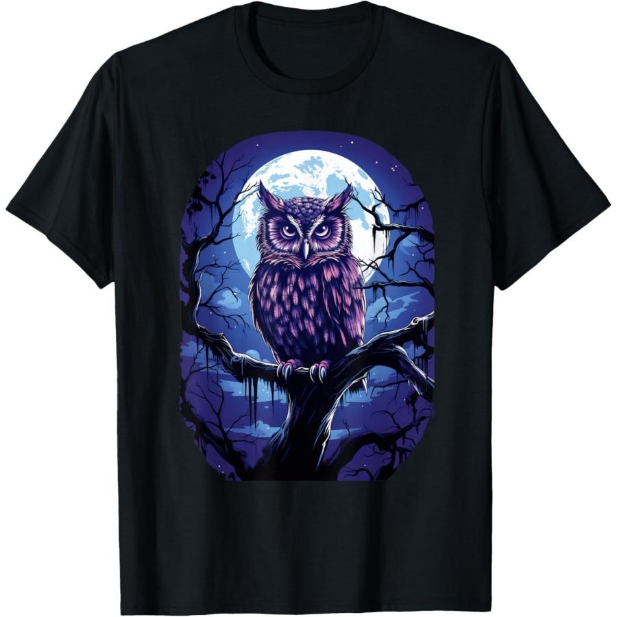 

Owl Moon Graphic Women Men Girls Boys T-Shirt XXXXXL чорний