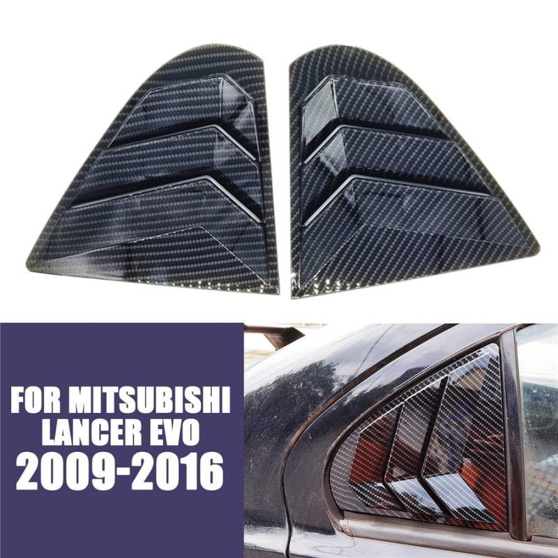 Carbon Fiber Look Window Louver Shutter Cover Side Vent For Mitsubishi Lancer