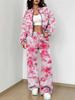 Simple Graffiti New Autumn And Winter New European And American Women'S Clothing Flower Printing Suit Women