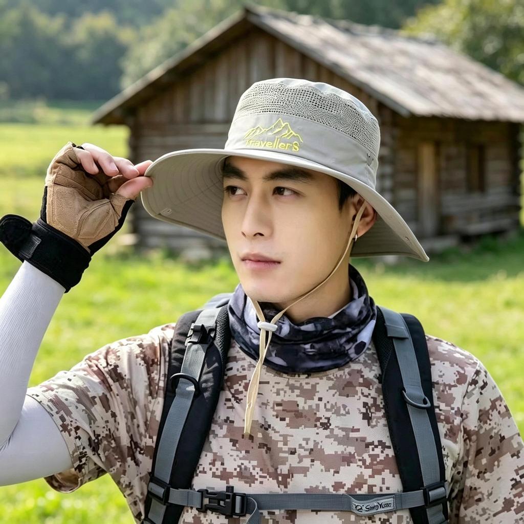 Men's Wide Brim Sun Protection Hat for Summer Outdoor Activities, Fishing, and Mountaineering