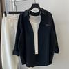 Minimalist Pure Color Shirt Women Long Sleeve Autumn/winter Outfit Design Sense Unique Versatile and Slimming Cotton Outerwear
