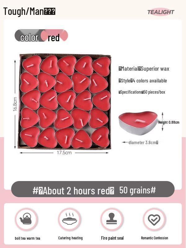LIEI Heart-Shaped Romantic Smokeless Candle