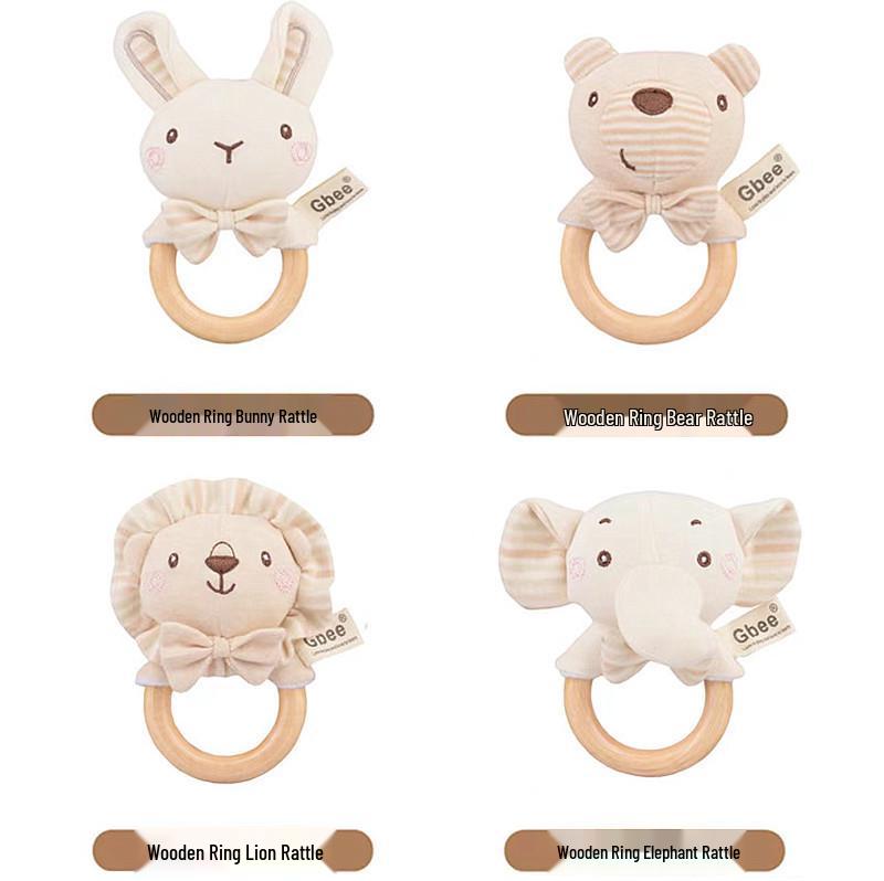 Gbee Organic Cotton Baby Rattle - Newborn Soothing Toy 0-1 Year