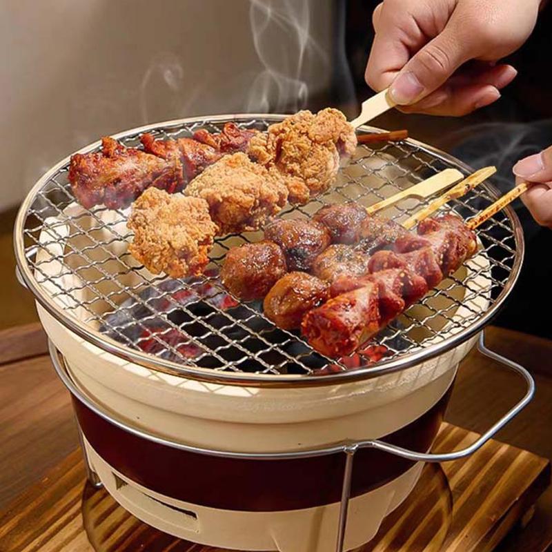 24/26Cm Round Stainless Steel Barbecue Net Bbq Mesh Grate Grid Camping Picnic Food Rack Bbq Grill Kitchen Tool Accessories